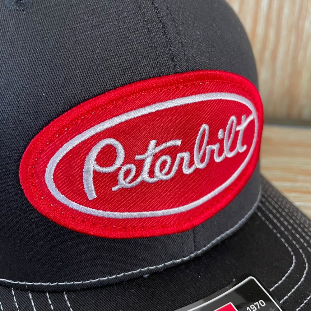 Peterbilt Vintage Patch Hat - Richardson 112 Black & White Trucker Cap - Picture 5 of 11